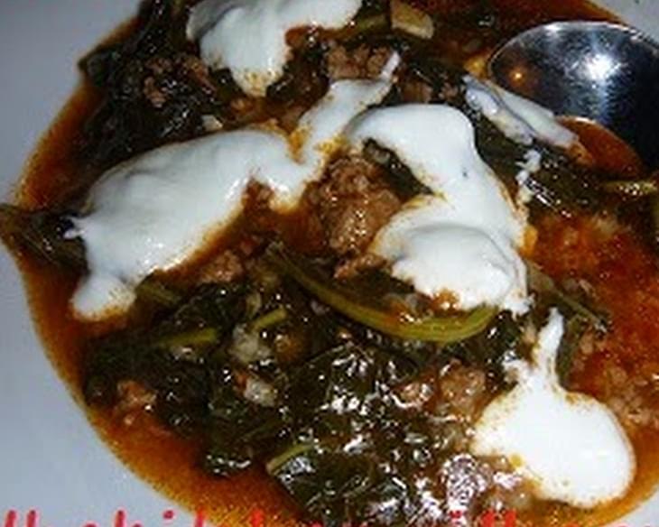 Kiymali Toskanal Mangir Otu ve Sarimsakli Yogurt - Tuscan Kale ala Turka with Garlic Yogurt