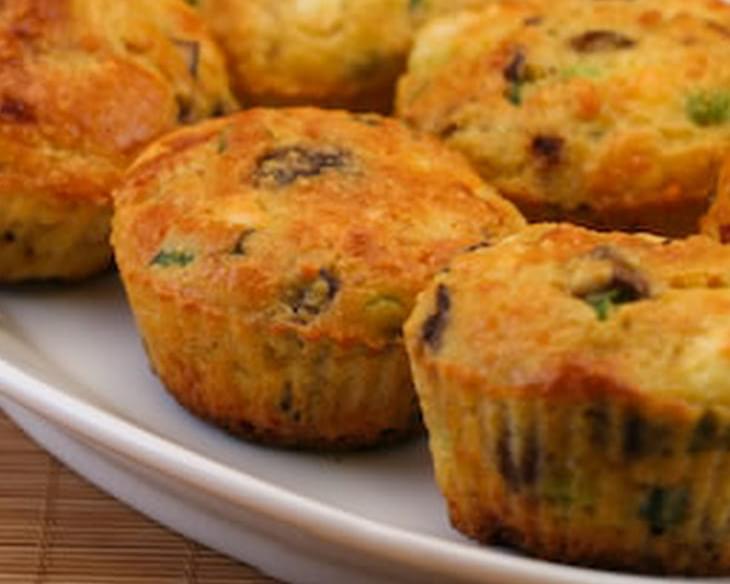 Cottage Cheese and Egg Breakfast Muffins with Mushrooms and Feta Cheese