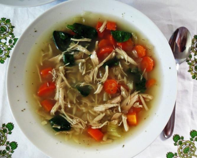 Slow Cooker Lemon Chicken and Orzo Soup