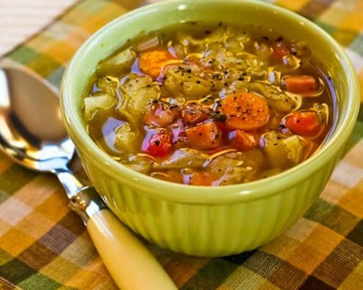 Crockpot (or Stovetop) Recipe for Ham and Cabbage Soup with Red Bell Pepper