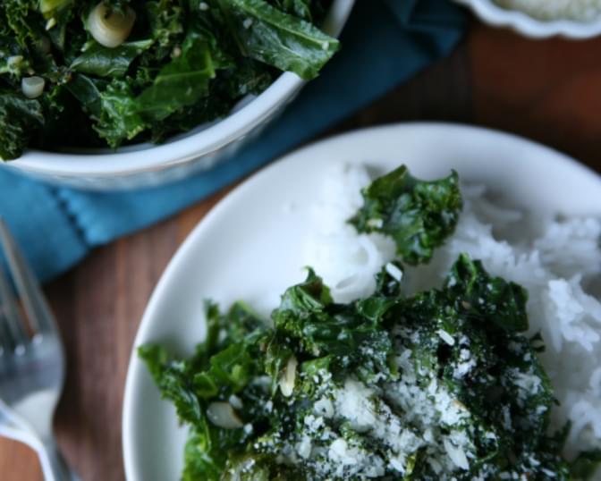 Wilted Kale with Ramps and Rice