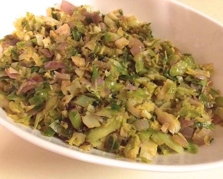 Lemony Shaved Brussels Sprouts with Pine Nuts