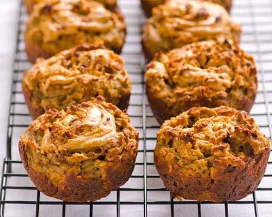 Banana and Peanut Butter Swirl Protein Muffins