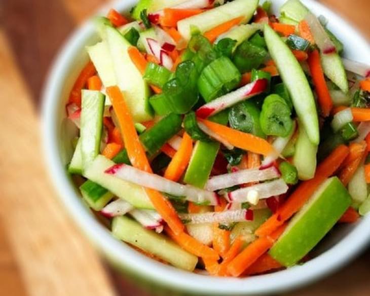 Apple Radish Slaw with Honey Lime Jalapeño Vinaigrette