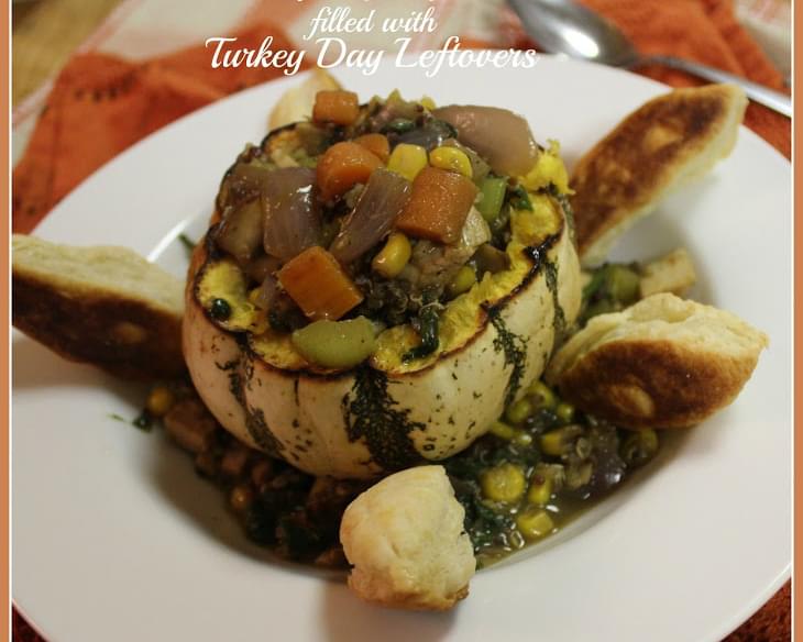 Dumpling Squash filled w Turkey Day leftovers