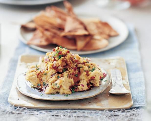 Chickpea And Pomegranate Dip With Pitta Crisps