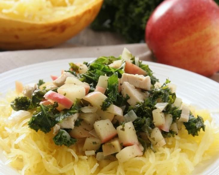 Spaghetti Squash with Chicken, Apples & Kale