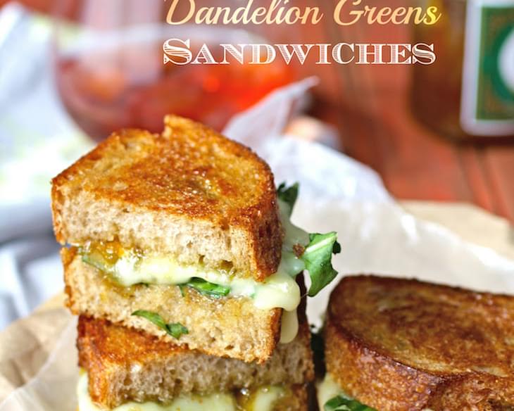 Grilled Brie, Fig Jam and Dandelion Greens Sandwiches