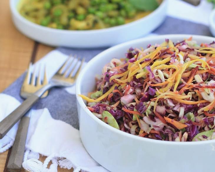 Red and Green Cabbage Salad with Lemon Mustard Seed Dressing
