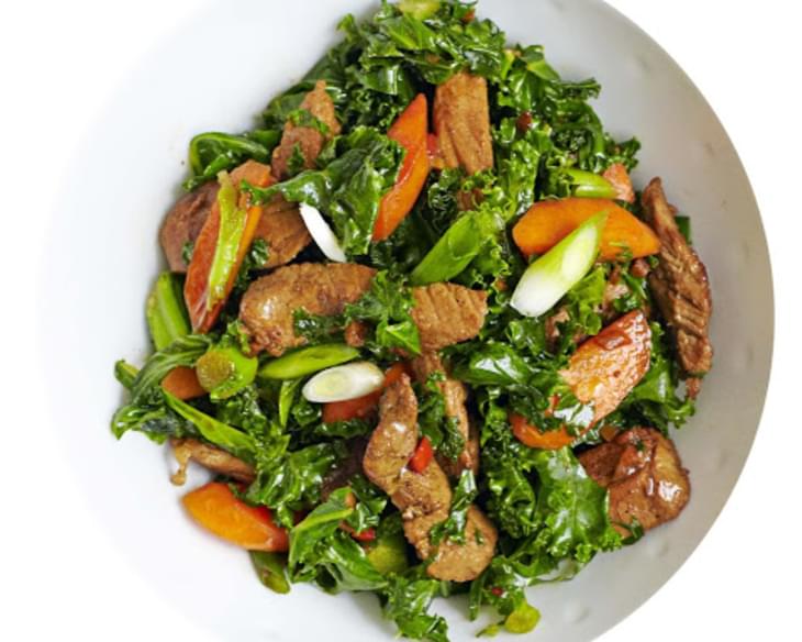 Pork, Kale And Spring Onion Stir-fry