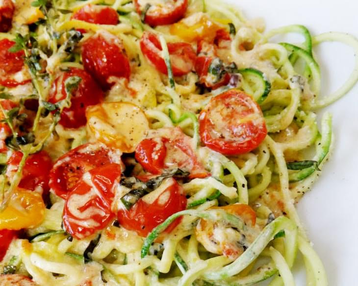 Zucchini Noodles with Slow-Roasted Cherry Tomatoes and Cream