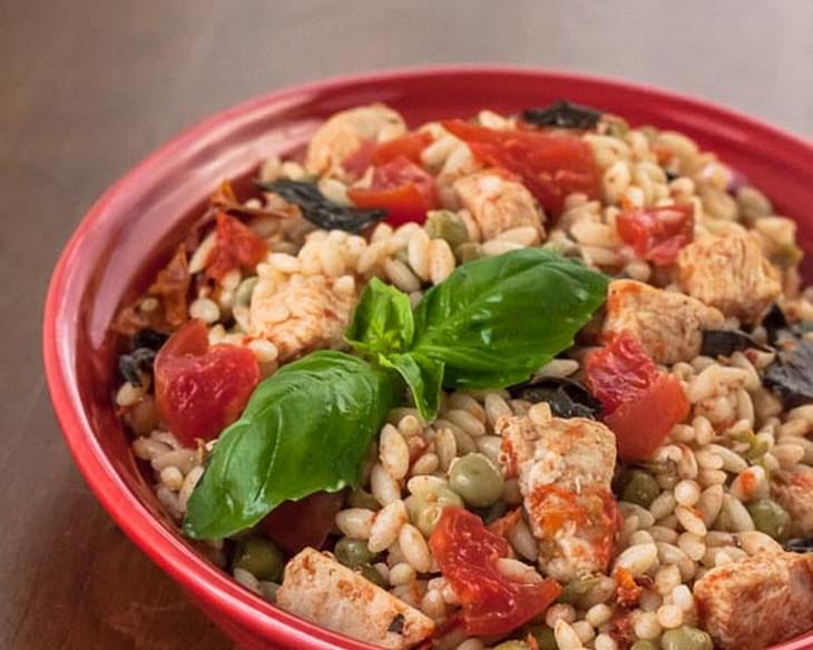 Skillet Chicken with Orzo and Tomatoes