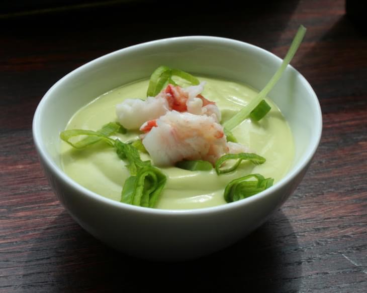 Cold Avocado Soup with Lobster and Scallion