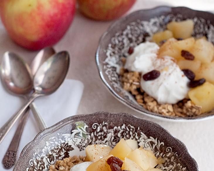 Pear and Apple Compote with Yogurt and Granola