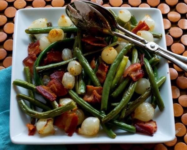 Green Beans with Bacon and Cocktail Onions