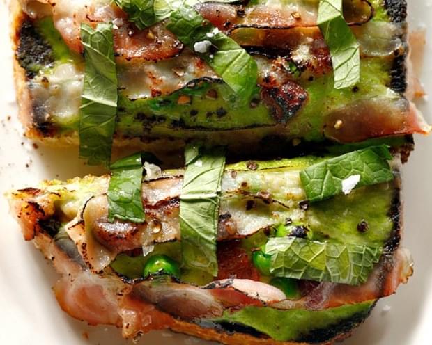 Pea Butter And Bacon Toast