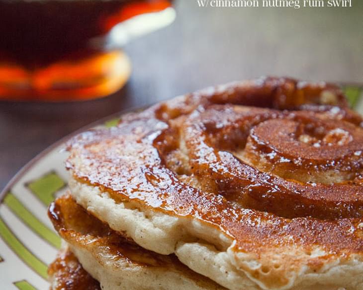 Eggnog Pancakes with Cinnamon Nutmeg Swirl
