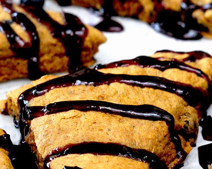 Blueberry and Orange Pumpkin Scones with Cinnamon Blueberry Drizzle