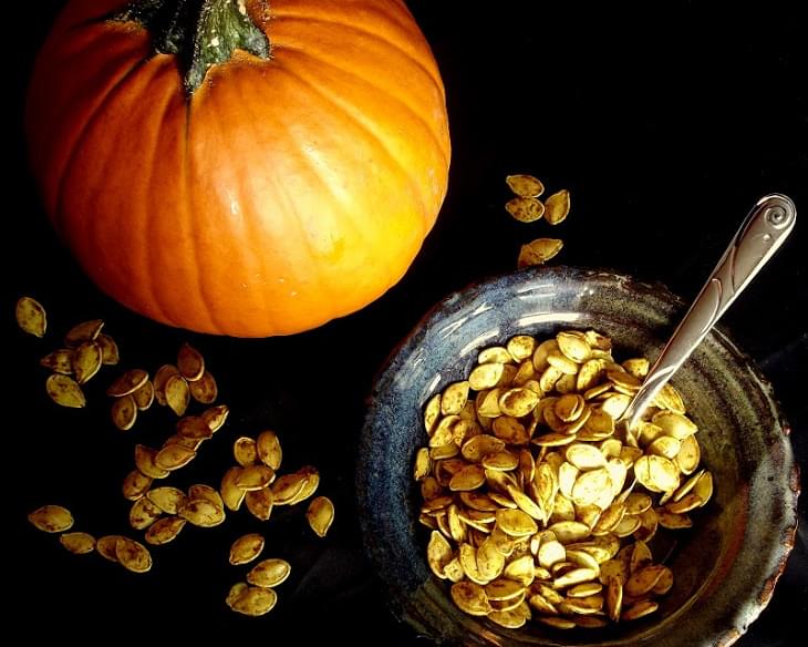 Super Scary Halloween Curry Roasted Pumpkin Seeds!