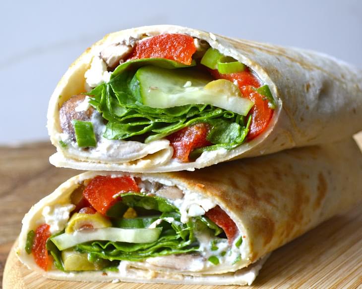 Greek Salad Wraps with Roasted Red Peppers