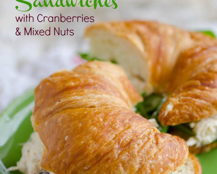 Chicken Salad Sandwiches with Cranberries and Mixed Nuts