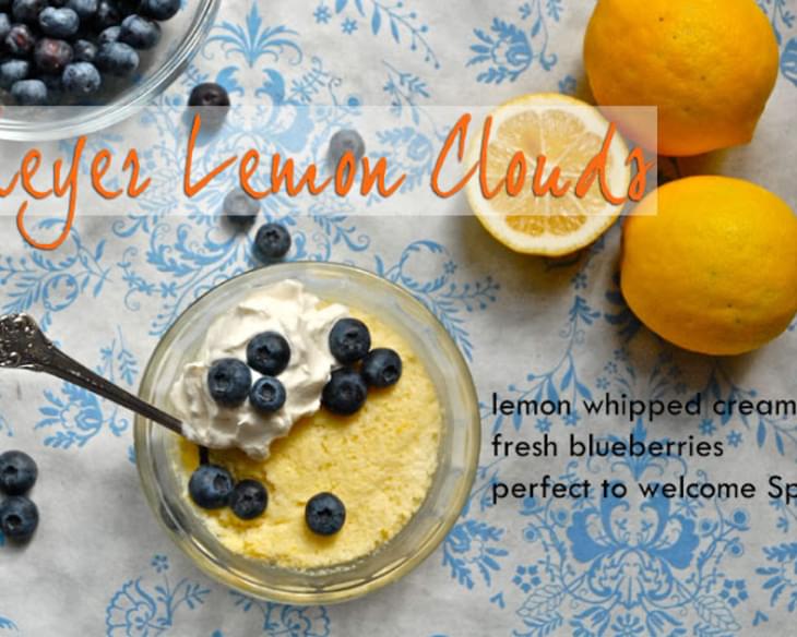 Meyer Lemon Clouds with Lemon Whipped Cream and Fresh Blueberries