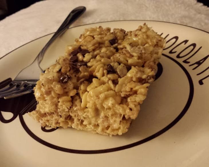 Salted Caramel Rice Krispie Treats with Mini Chocolate Chips