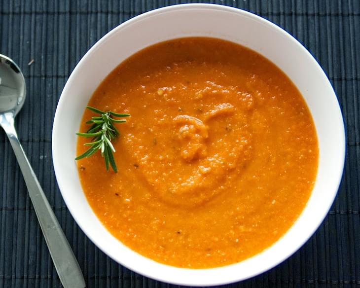 Roasted Bell Pepper and Tomato Soup with Black Pepper and Rosemary