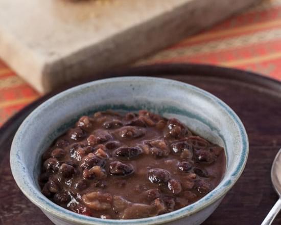 Slow Cooker Black Bean Soup with Five Peppers and Ham