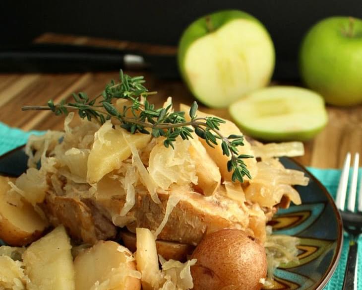 Slow Cooker Pork Chops with Sauerkraut, Apples, and Potatoes