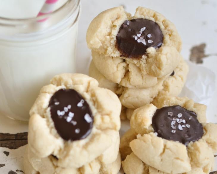 Salted Dark Chocolate Thumbprint Cookies