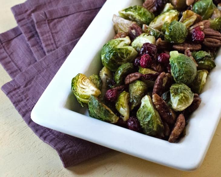 Roasted Brussels Sprouts with Cranberries and Pecans