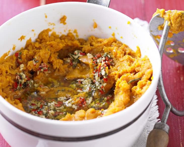 Sweet Potato Mash With Chilli, Ginger And Garlic Butter