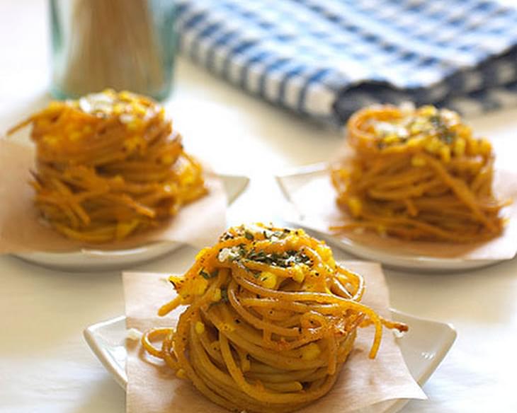 Three Cheese Spaghetti Nests