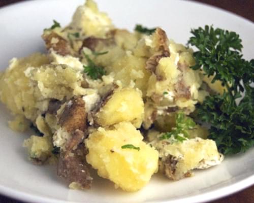 Smashed Potatoes w/ Goat's Cheese & Parsley