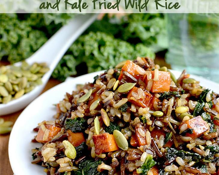 Caramelized Sweet Potato and Kale Fried Wild Rice