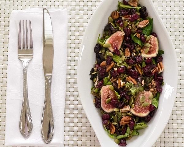 Mixed Green Farro Salad and Fresh Figs