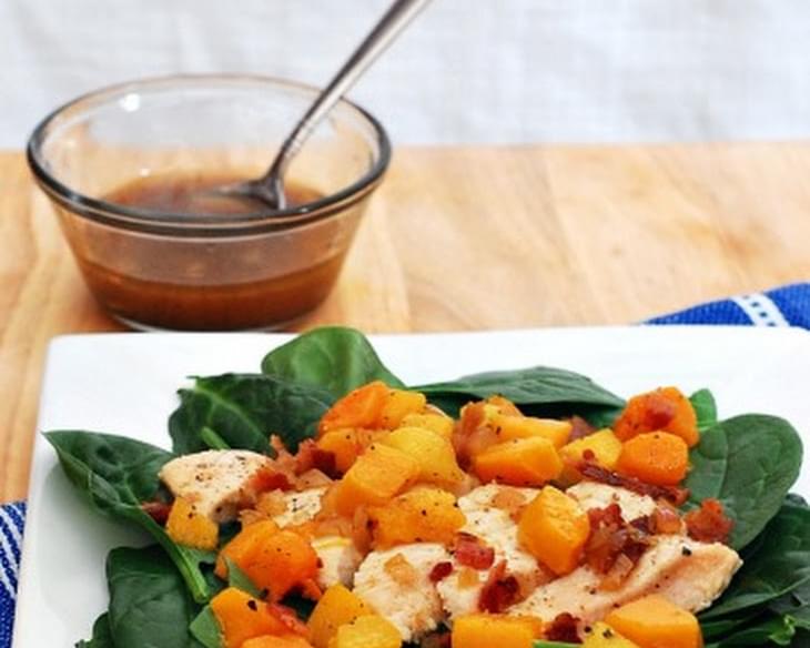 Chicken, Squash and Spinach Salad with Bacon Vinaigrette #WeekdaySupper