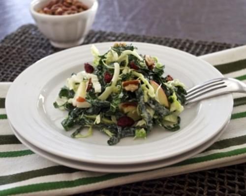 Kale and Napa Cabbage Salad with Greek Yogurt Dressing