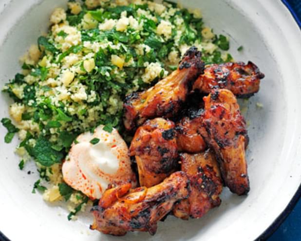 Moroccan Wings With Herb Couscous Recipe