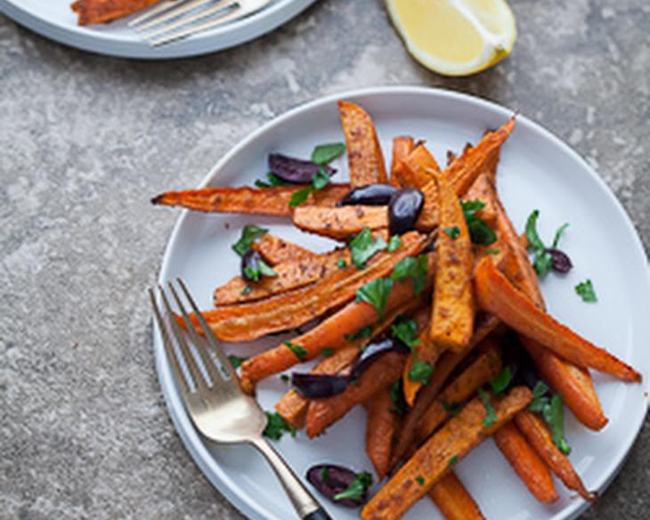 Moroccan Spiced Roasted Sweet Potatoes and Carrots