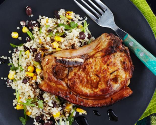 Lime-cured Pork Chops With Black Bean, Corn And Quinoa Salad