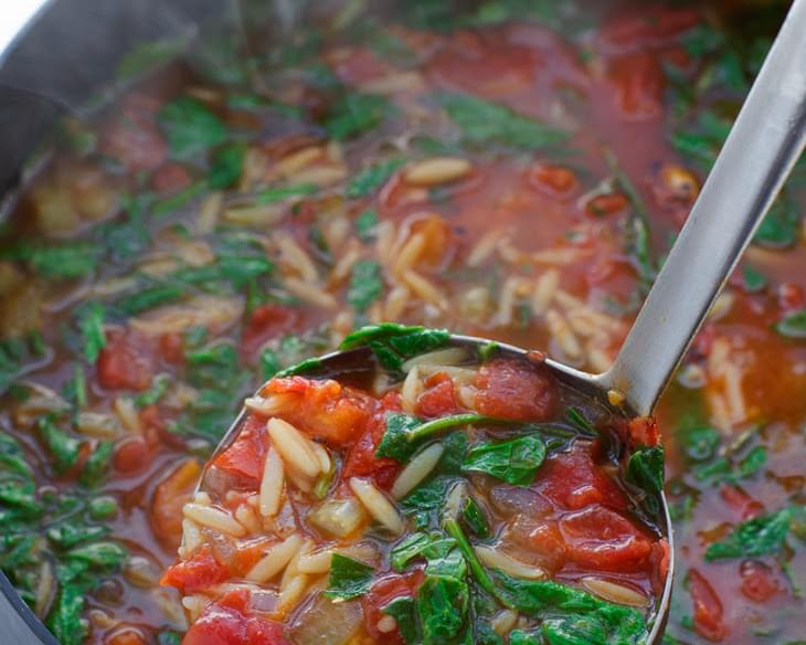 Italian Orzo Tomato Spinach Soup