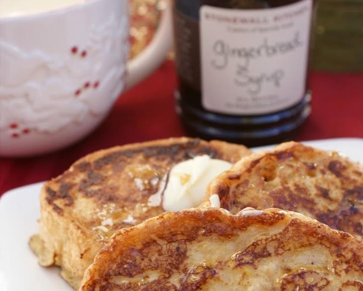 Eggnog French Toast with Gingerbread Syrup
