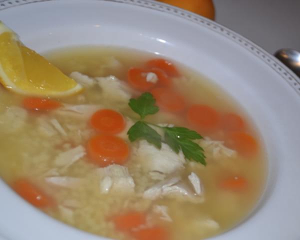 Roasted Chicken Pastina Soup with Meyer Lemon