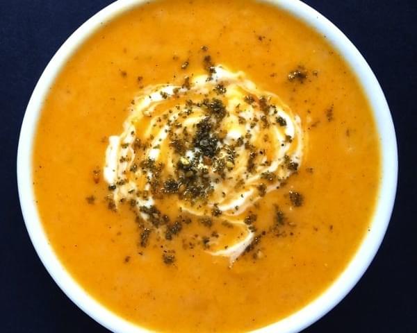 Creamy Roasted Root Vegetable Soup with Za'atar