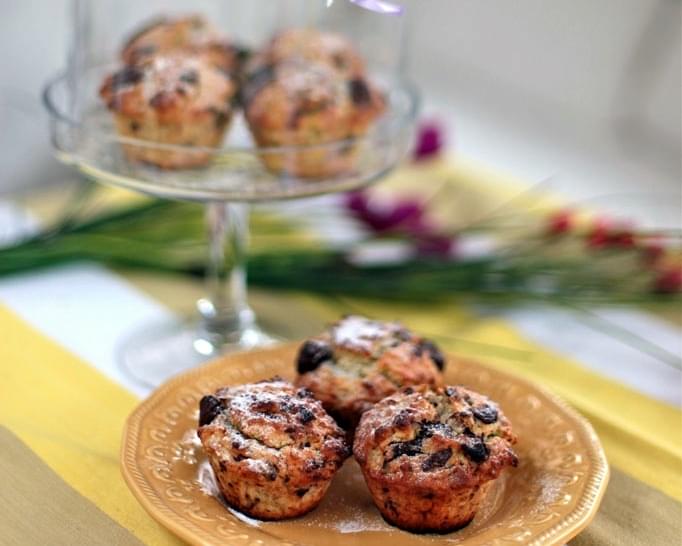 Chocolate Banana Muffins with Pistachios and Coconut