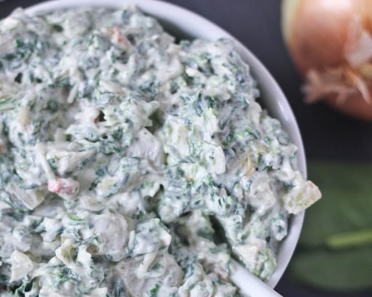 Reduced-Guilt Caramelized Onion Spinach Dip