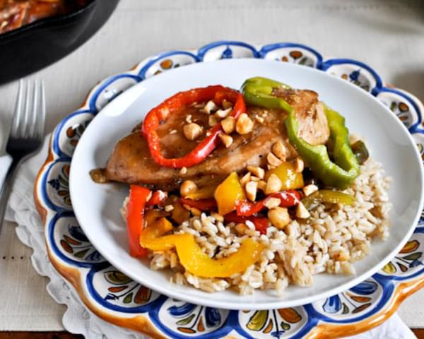 Skillet Chicken with Peppers and Peanuts