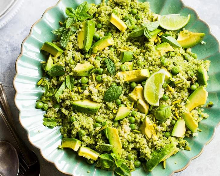 Quinoa, Avocado, Peas and Pistachio Salad (Paleo, Vegan, Gluten-Free)